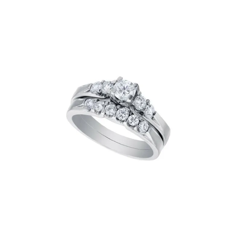 0.68ct Round Diamond White Gold Bridal Set - 01US38A