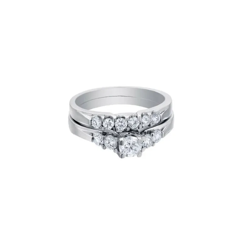 0.68ct Round Diamond White Gold Bridal Set - 01US38A