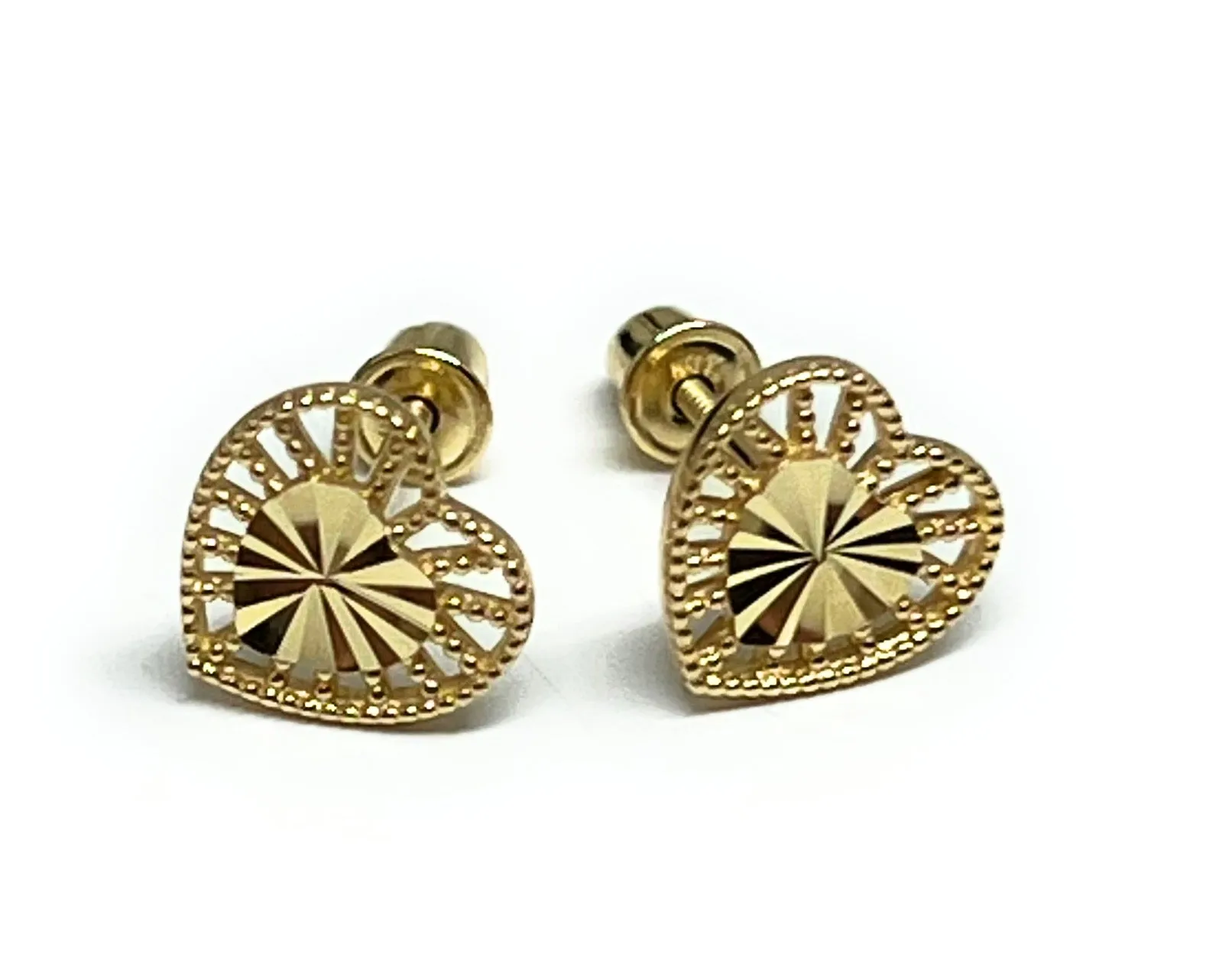 10k Solid Gold Heart Mini Dainty Stud Earrings (FCE 13)