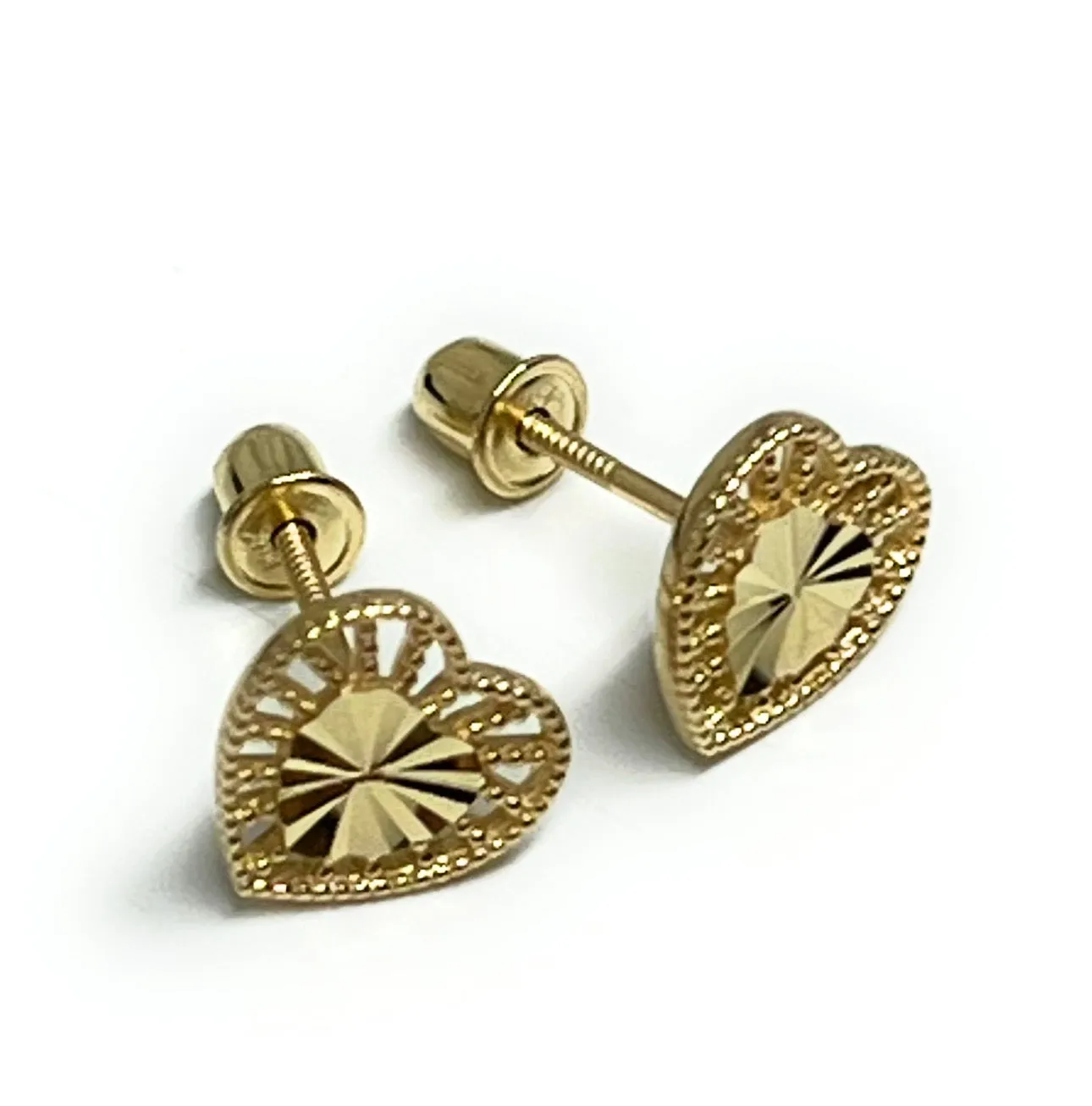 10k Solid Gold Heart Mini Dainty Stud Earrings (FCE 13)