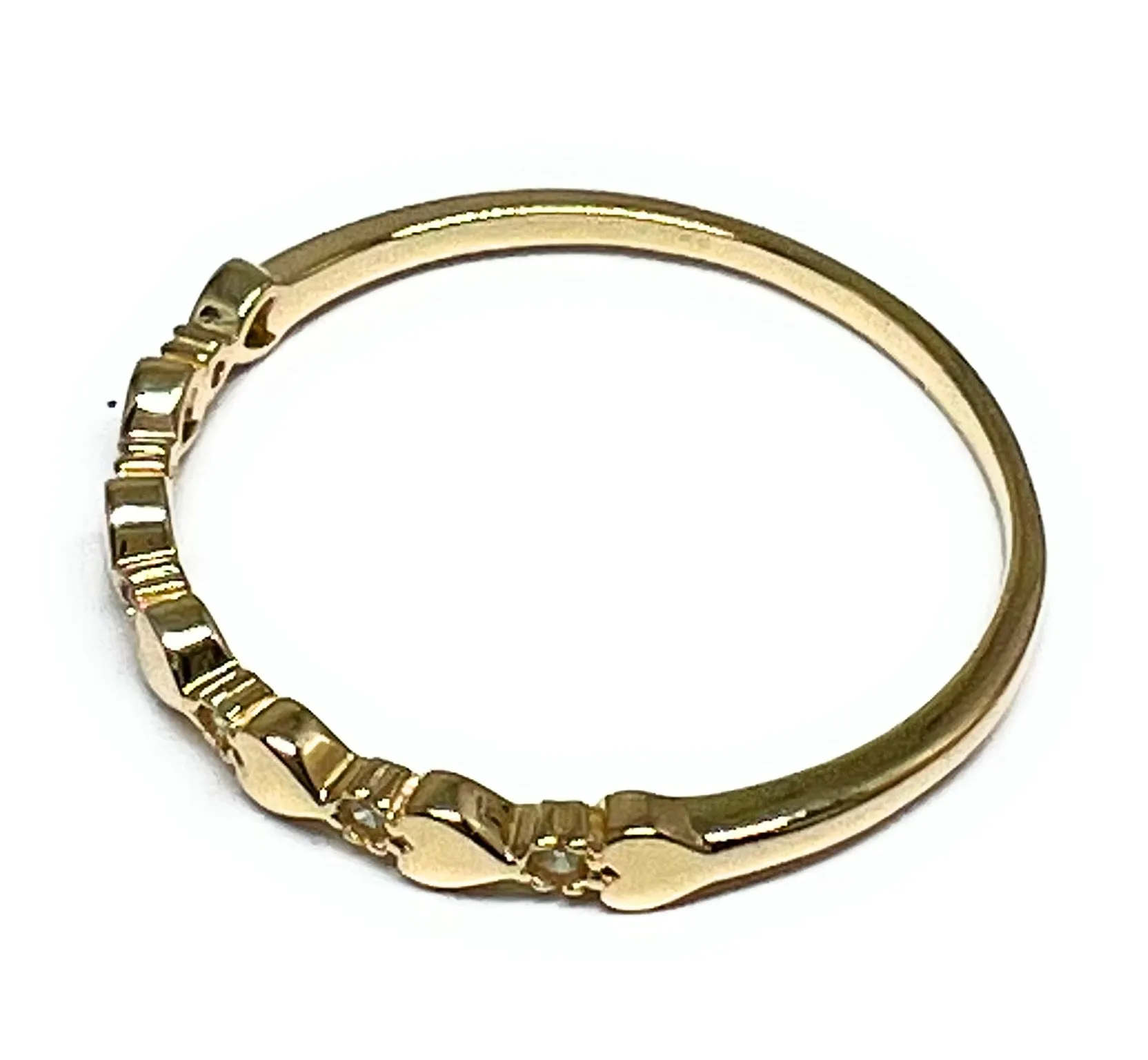 10k Solid Gold Mini Hearts CZ Band Ring (FC 153)