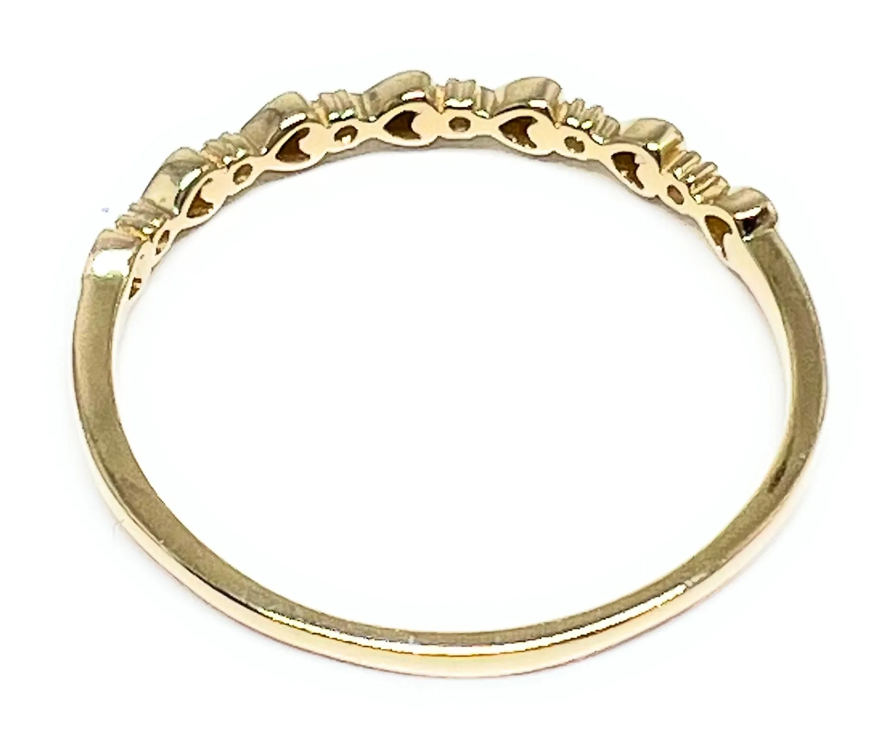 10k Solid Gold Mini Hearts CZ Band Ring (FC 153)