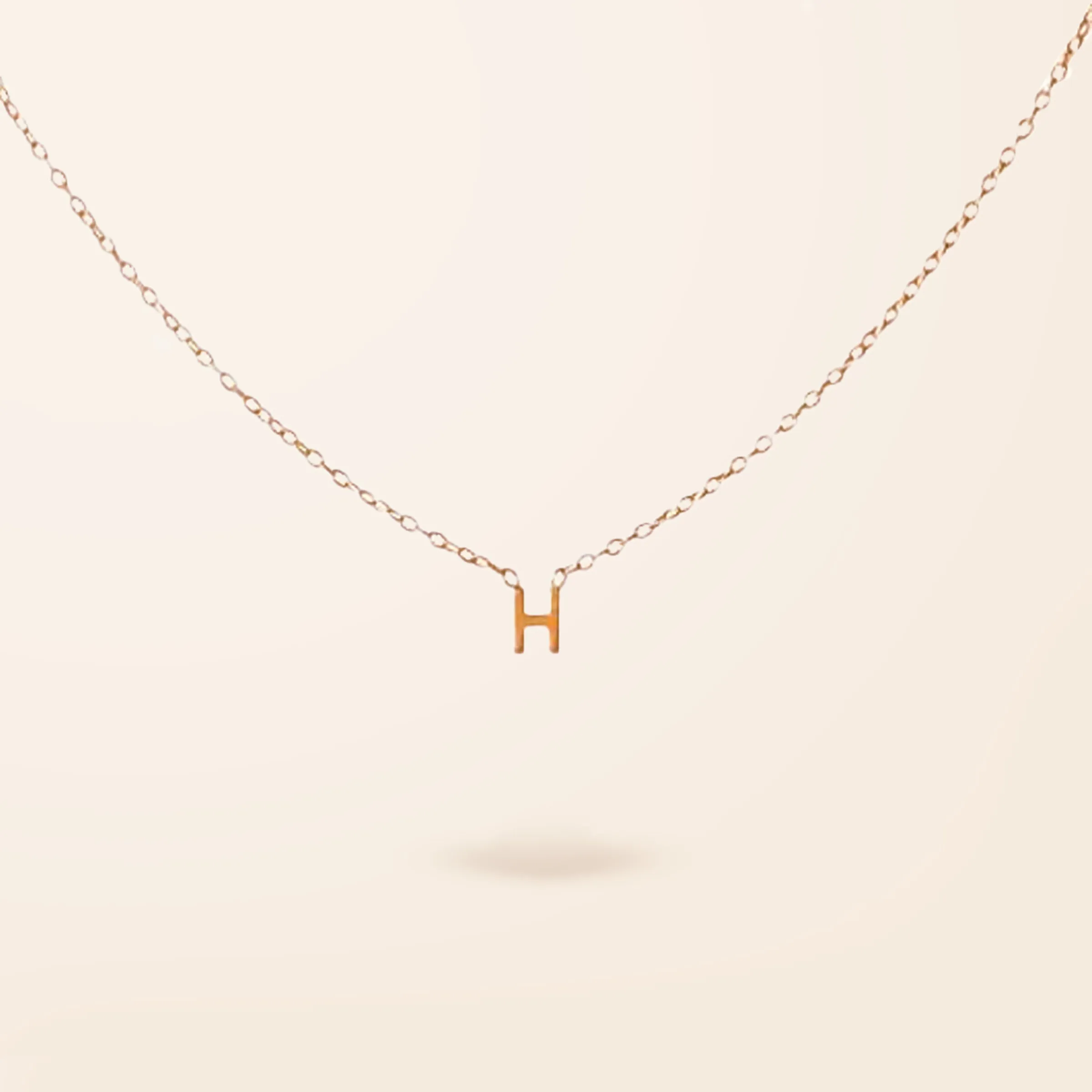 14K Gold One Drop Mini Initial Necklace