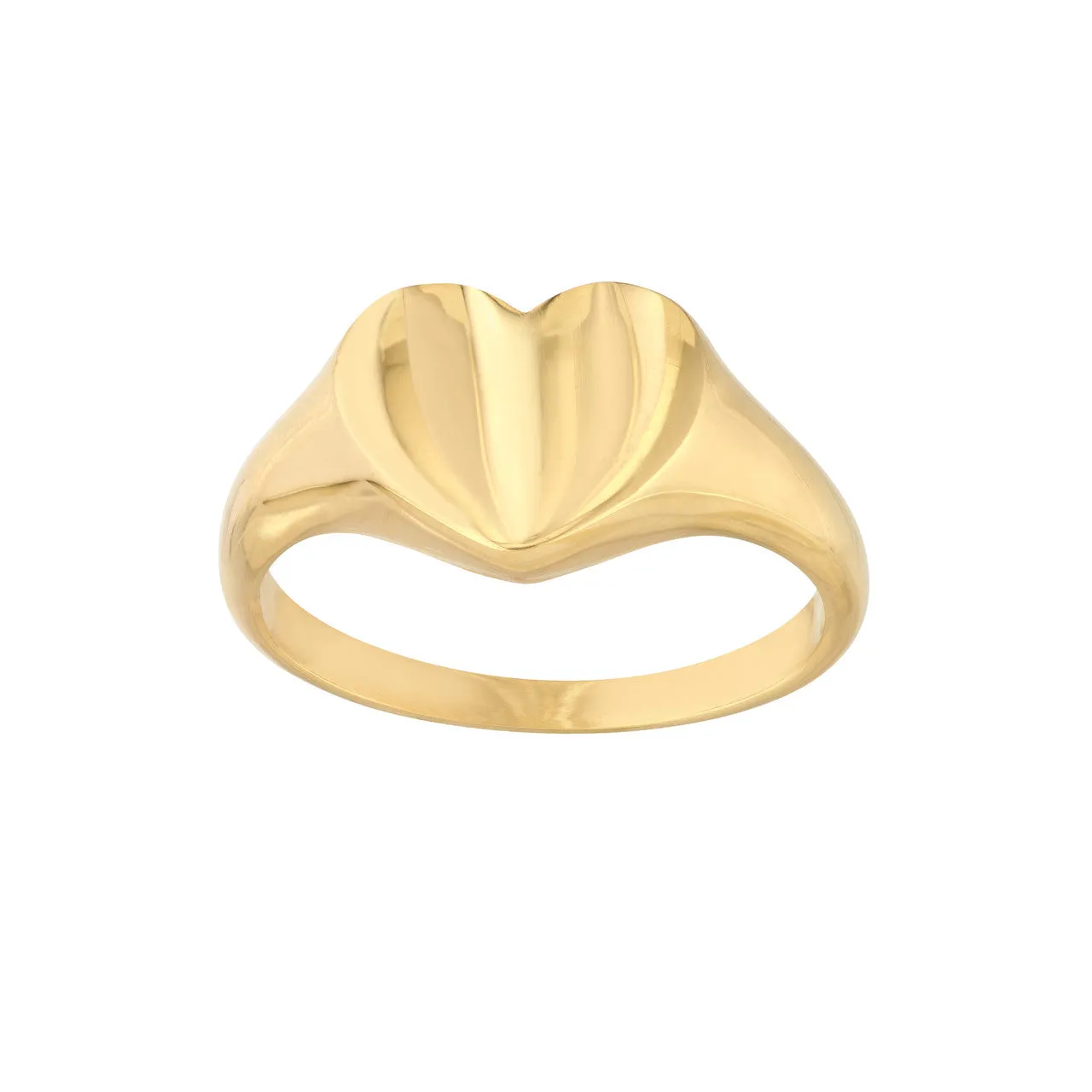 14K Yellow Gold Signet Mini Heart Engravable Ring