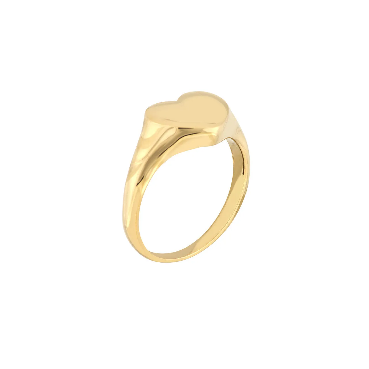 14K Yellow Gold Signet Mini Heart Engravable Ring