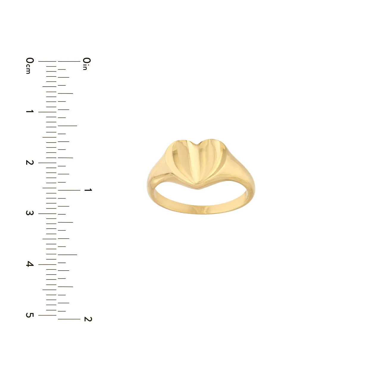 14K Yellow Gold Signet Mini Heart Engravable Ring