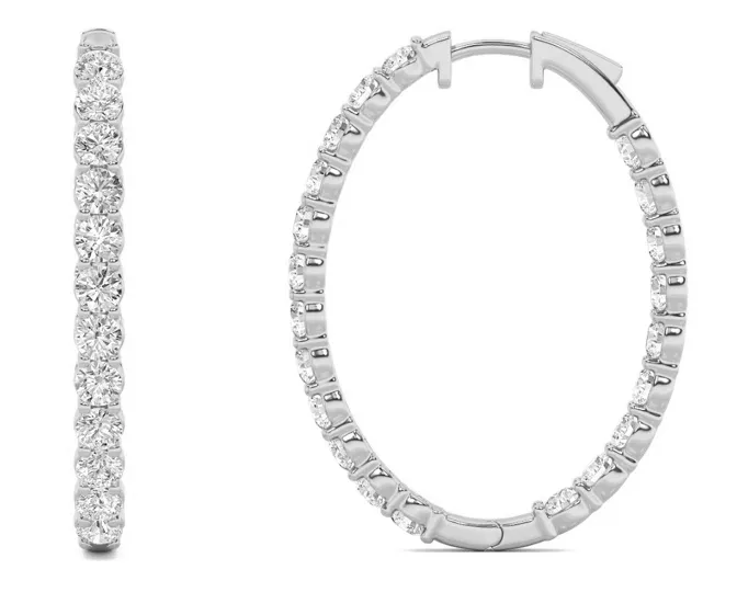 14kt Gold 7.00 CTW Round Inside Out Hoop Earrings