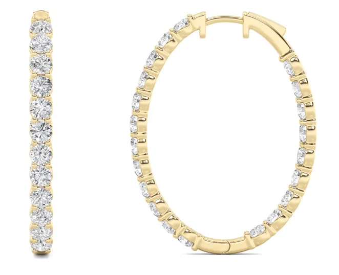14kt Gold 7.00 CTW Round Inside Out Hoop Earrings