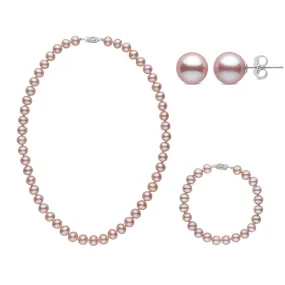 16 Inch 3 Piece Set of 7.5-8.0 mm AA+ Lavender Freshwater Pearls