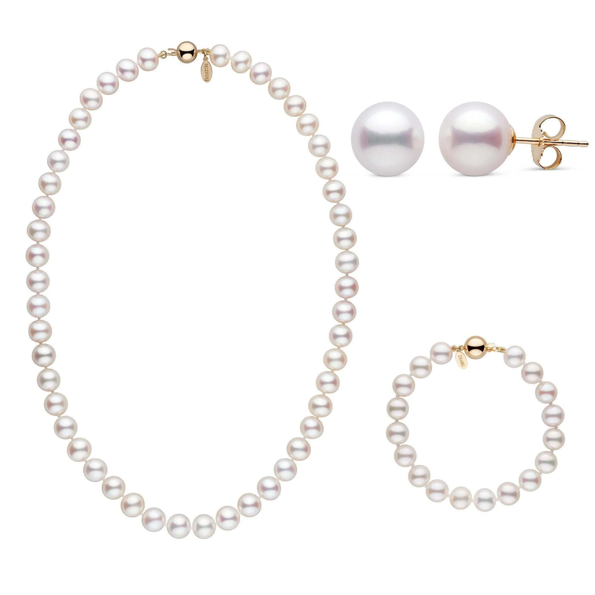 18 Inch 3 Piece 8.5-9.0 mm White Freshadama Freshwater Pearl Set