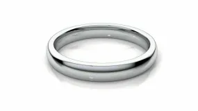 18k Solid Gold 3mm Comfort Fit Wedding Flat Band in 18k White Gold All sizes 