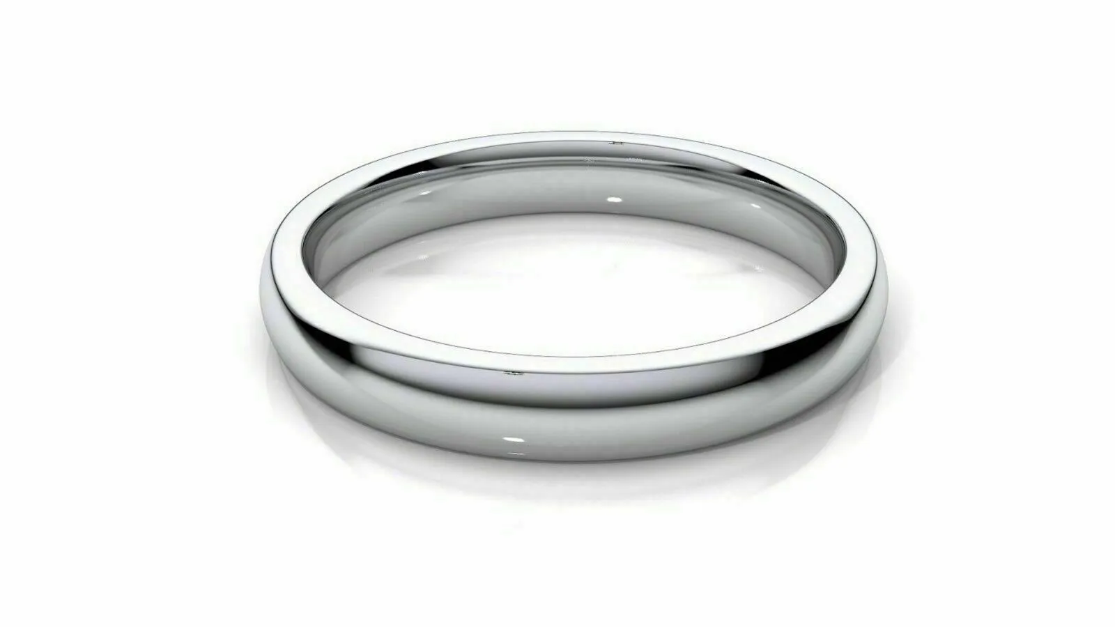 18k Solid Gold 4mm Comfort Fit Wedding Flat Band in 18k White Gold All sizes 