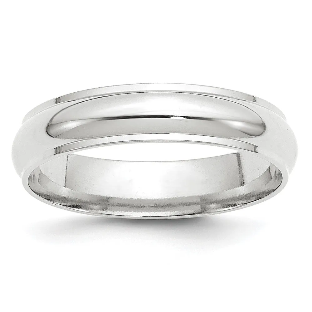 2.5mm to 6mm 14K White Gold Half Round Ridged Edge Standard Fit Band