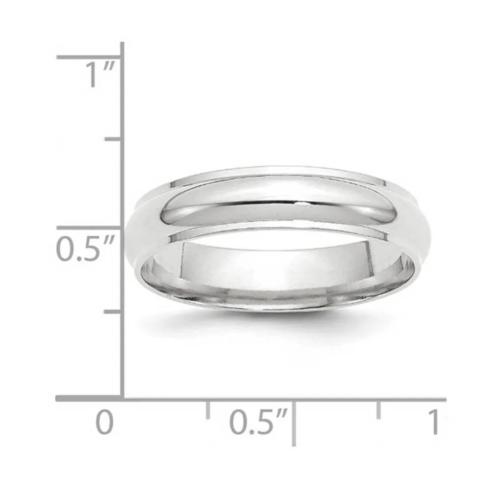 2.5mm to 6mm 14K White Gold Half Round Ridged Edge Standard Fit Band