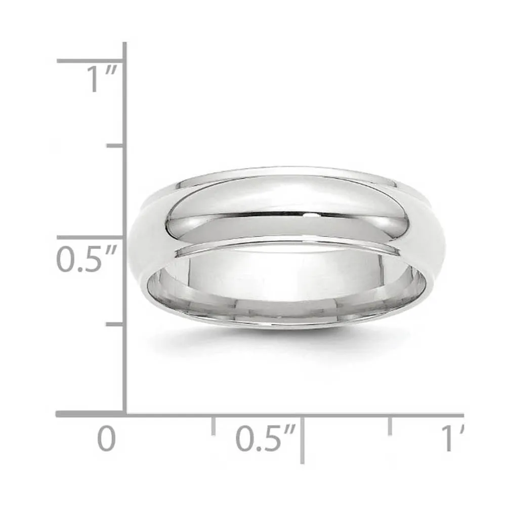 2.5mm to 6mm 14K White Gold Half Round Ridged Edge Standard Fit Band