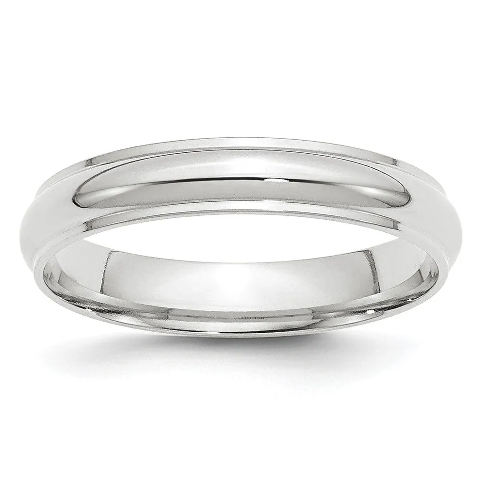 2.5mm to 6mm 14K White Gold Half Round Ridged Edge Standard Fit Band