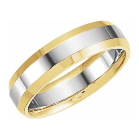 6mm 14K Yellow & White Gold Beveled Edge Comfort Fit Band