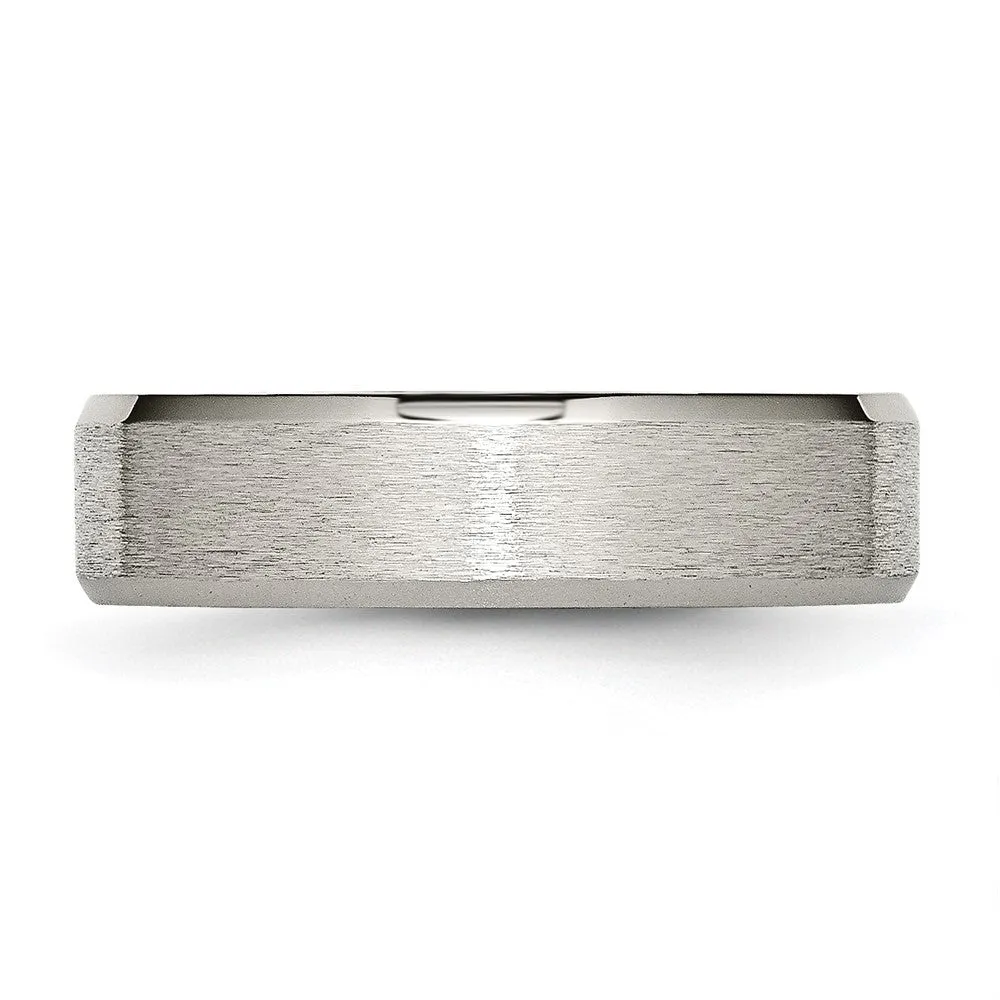 6mm Titanium Grain Brushed Beveled Edge Standard Fit Band