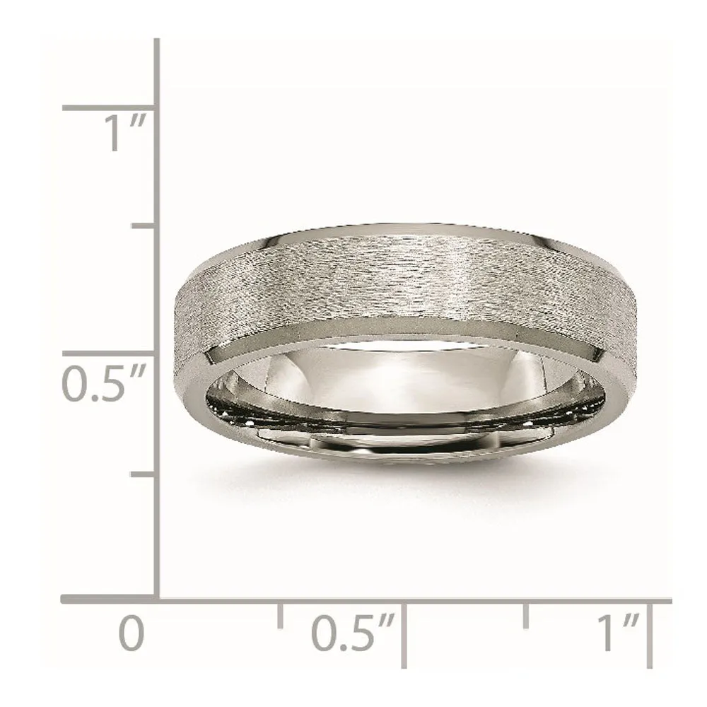 6mm Titanium Grain Brushed Beveled Edge Standard Fit Band