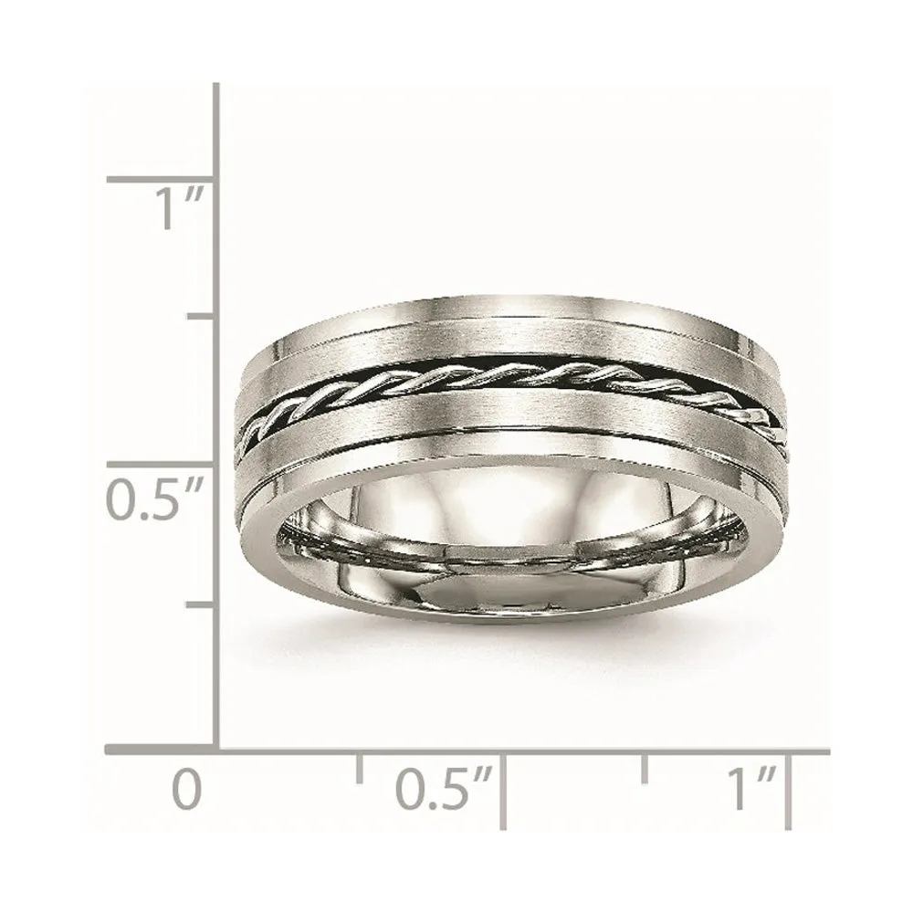 7mm Stainless Steel Twisted Ridged Edge Standard Fit Band