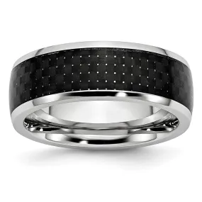 8mm Cobalt & Black Carbon Fiber Domed Standard Fit Band