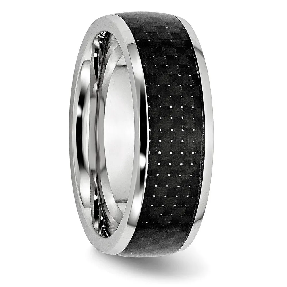 8mm Cobalt & Black Carbon Fiber Domed Standard Fit Band