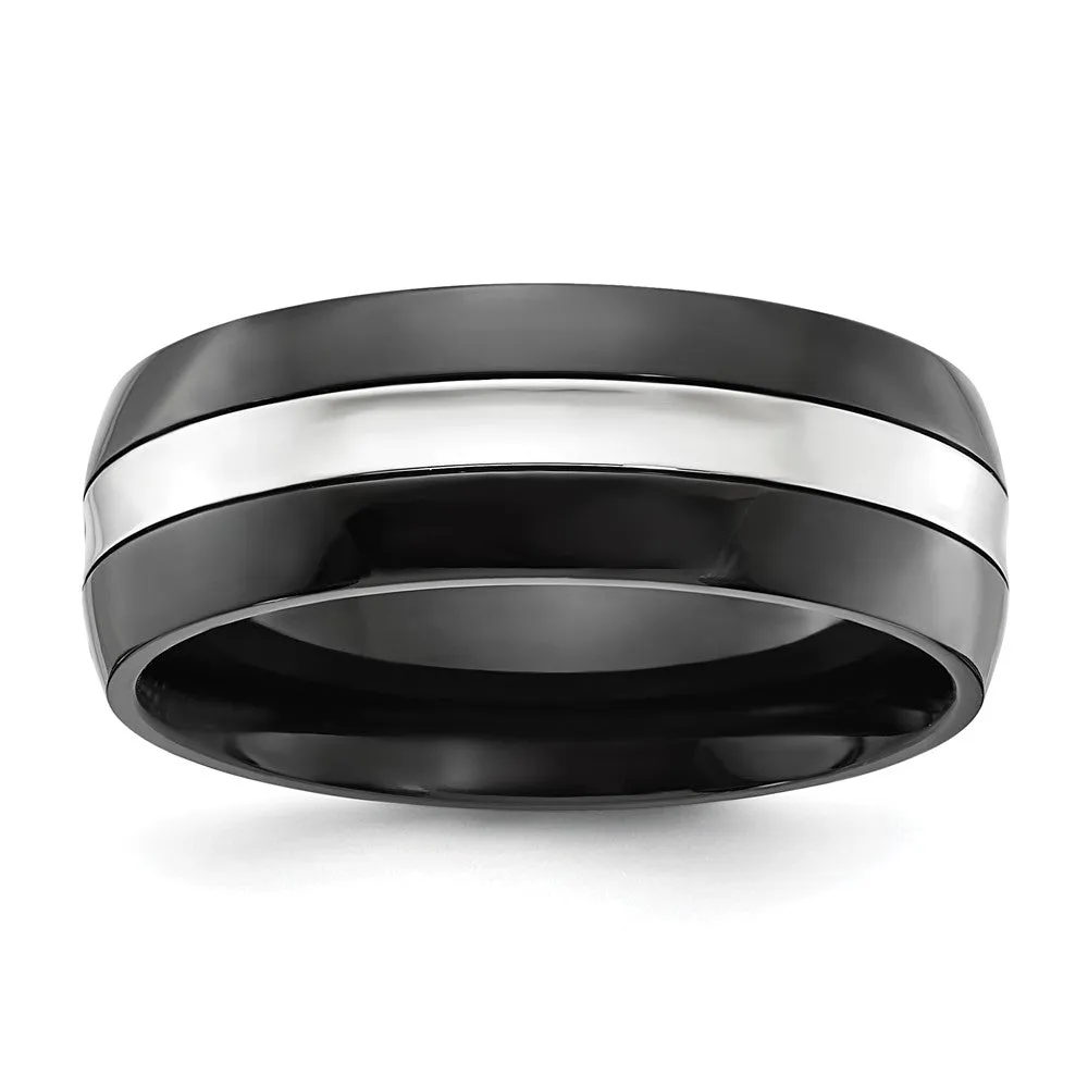 8mm Cobalt Black Plated & Polished Half Round Standard Fit Band