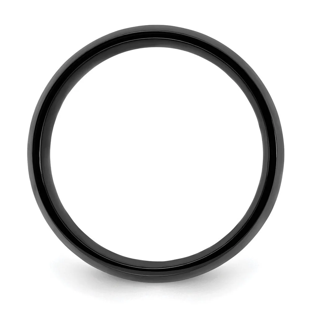 8mm Cobalt Black Plated & Polished Half Round Standard Fit Band