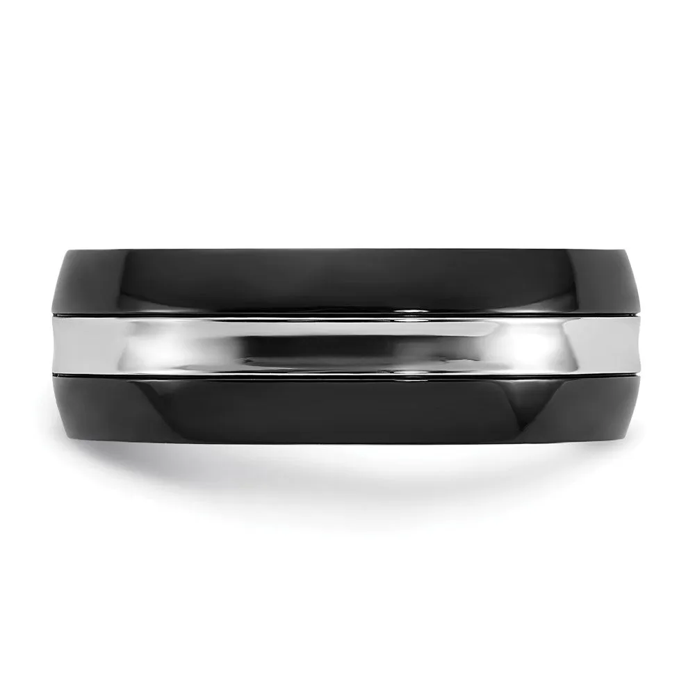 8mm Cobalt Black Plated & Polished Half Round Standard Fit Band