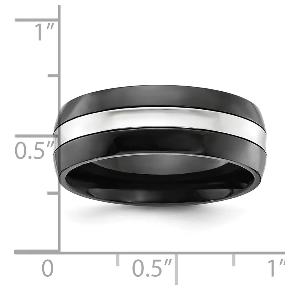 8mm Cobalt Black Plated & Polished Half Round Standard Fit Band