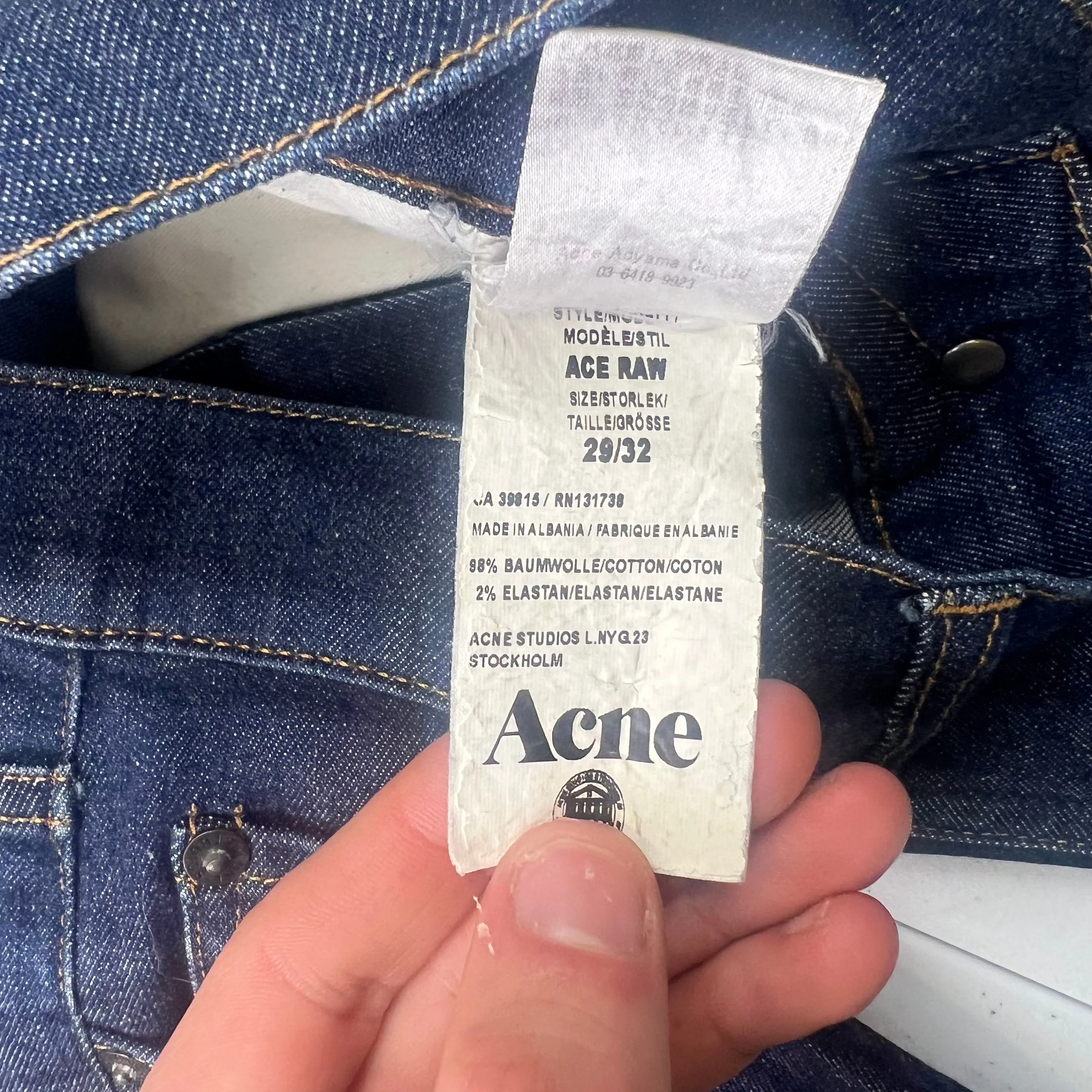 Acne Studios Ace Raw Skinny Fit Denim Jeans Blue