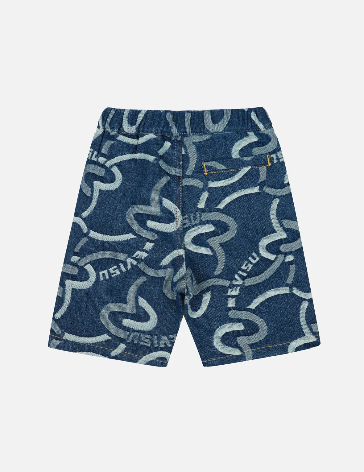 Allover Seagull and Logo Print Regular Fit Denim Shorts