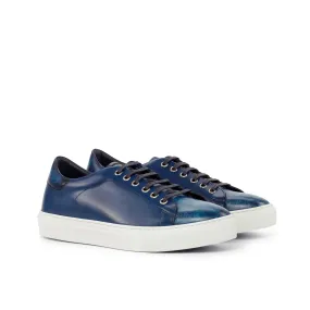 Ambrogio Bespoke Men's Shoes Navy Patina Leather Sneakers (AMB2556)