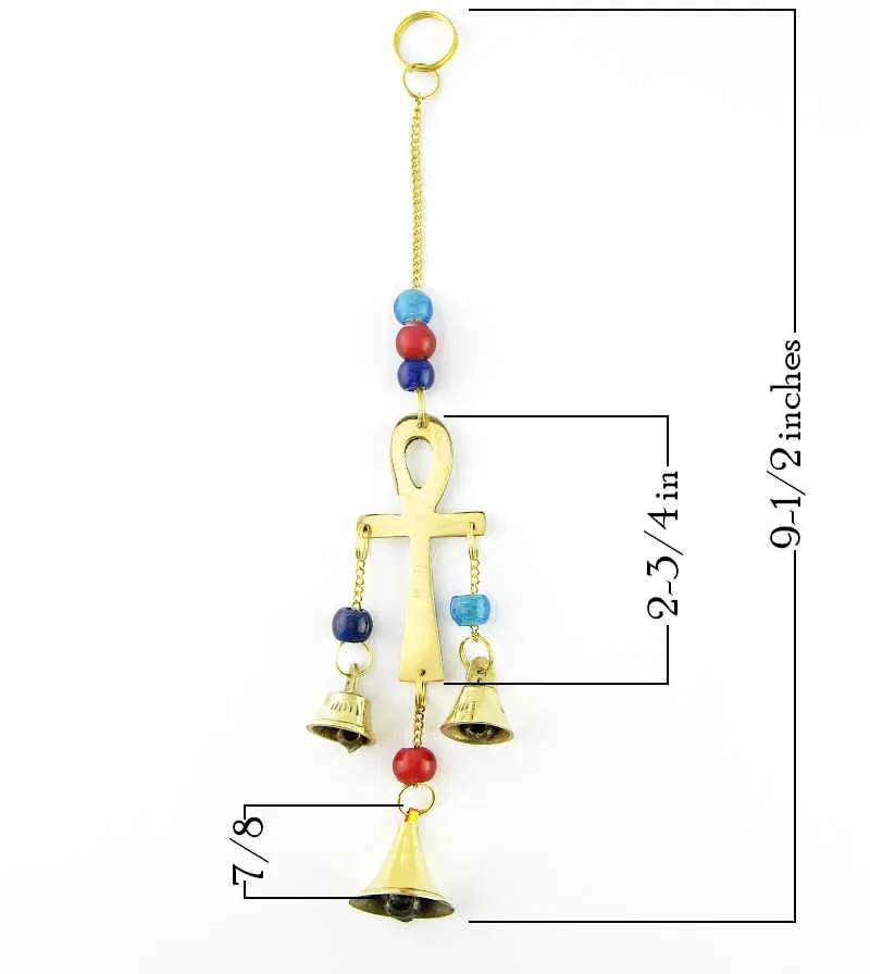 Ankh Symbol Wind Chime with Three Bells