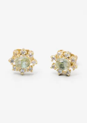 Aquamarine Sun Stud Earrings