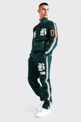 B Varsity Badge Tricot Zip Through Tracksuit