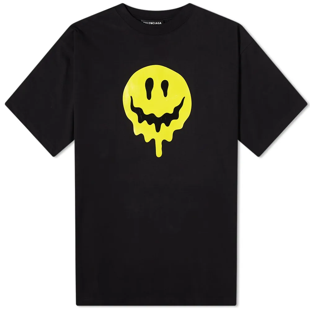 Balenciaga Large Fit Smiley T-ShirtBlack & Yellow