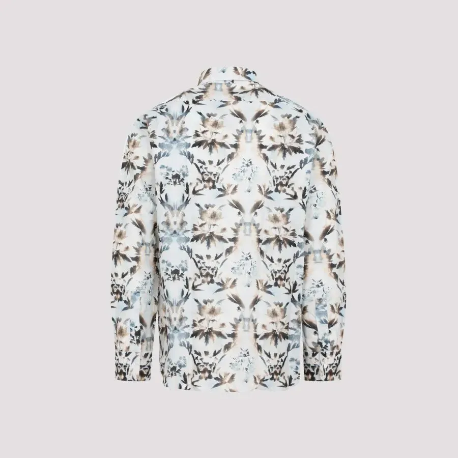 Berluti  |Linen & Cotton Printed Box Fit Shirt