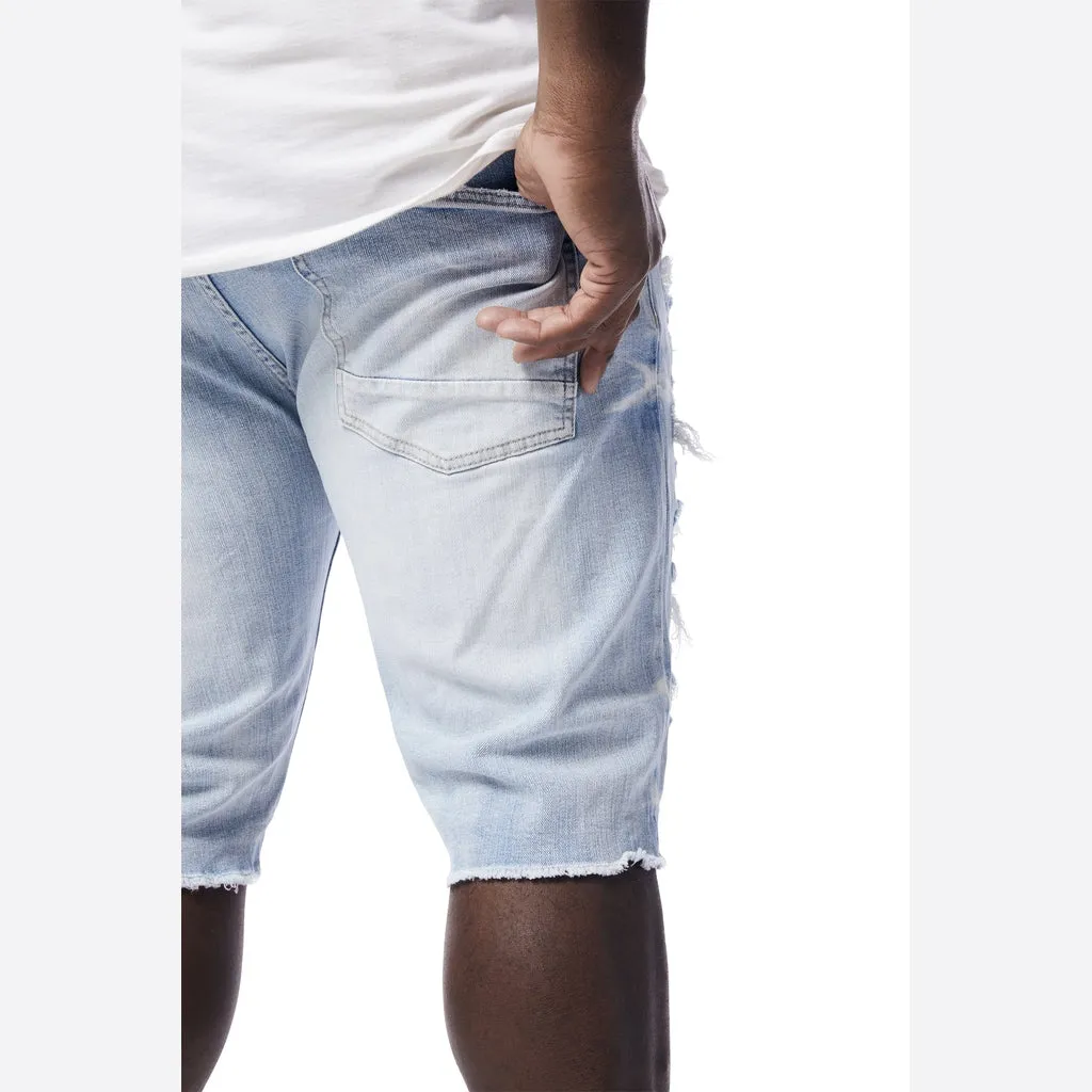 Big and Tall - Distressed Rip & Repair Jean Shorts - Santorini Blue