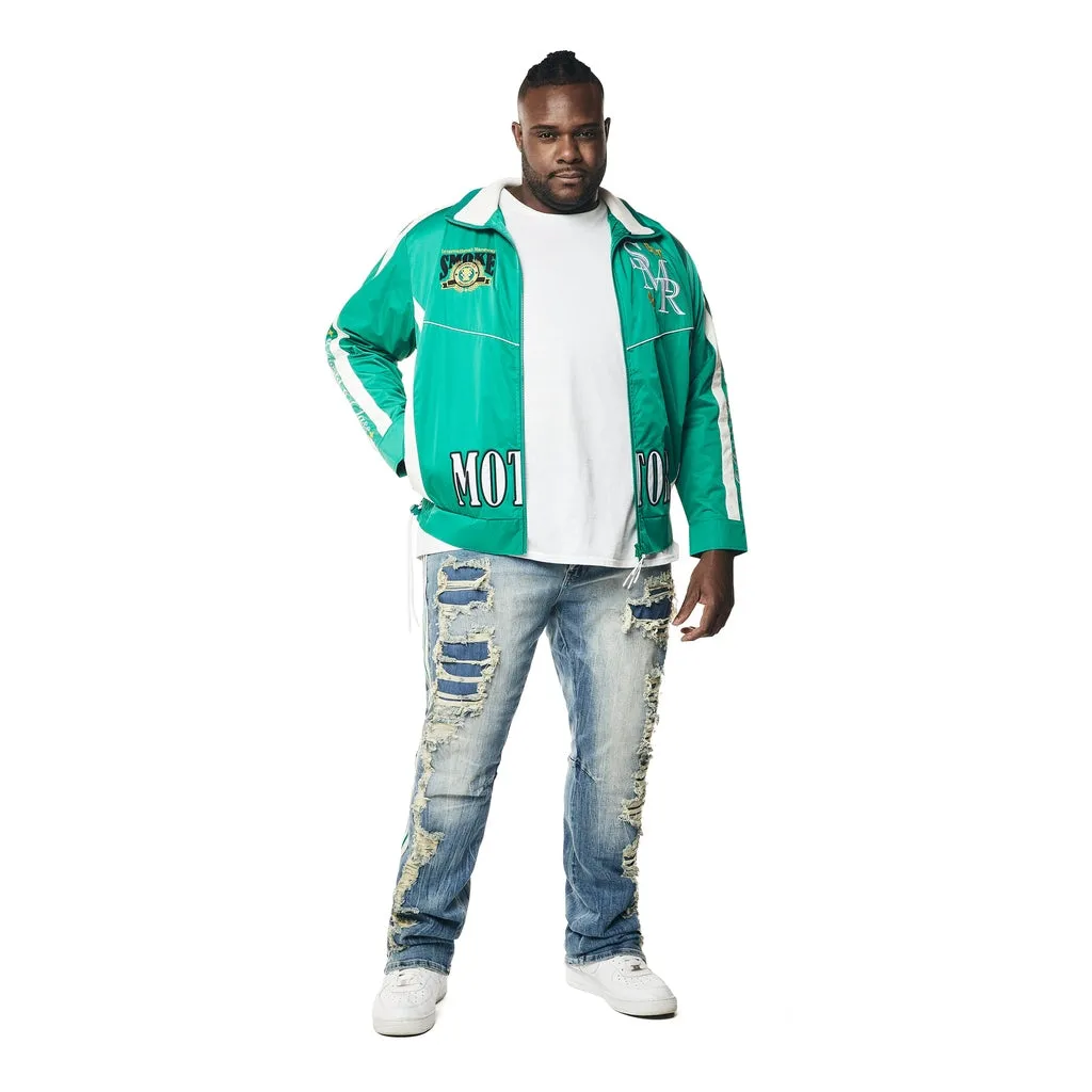 Big and Tall - Euro Racing Windbreaker Jacket - Hunter Green