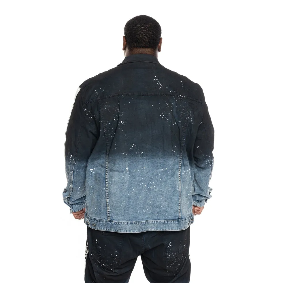 Big and Tall Overspray Fashion Denim Jacket - Orient Blue