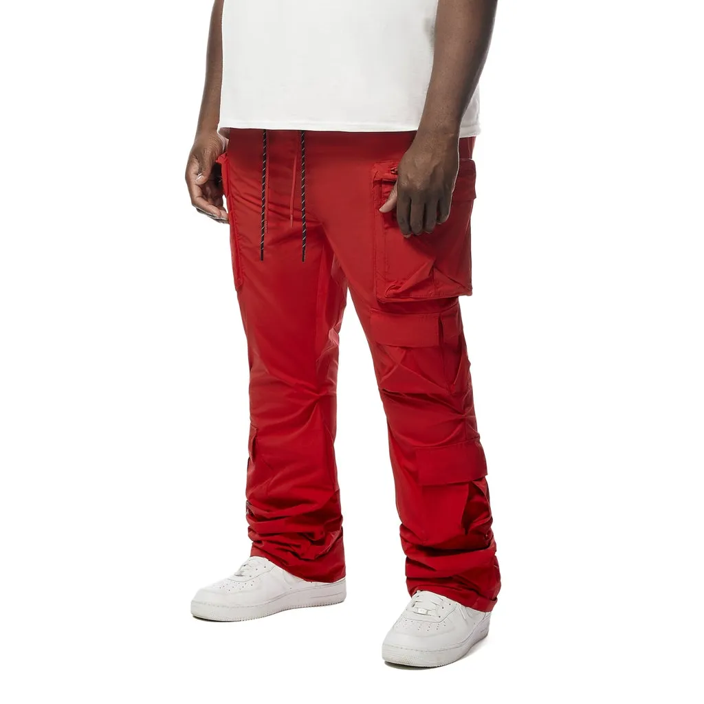 Big And Tall Stacked Windbreaker Utility Pants - Red