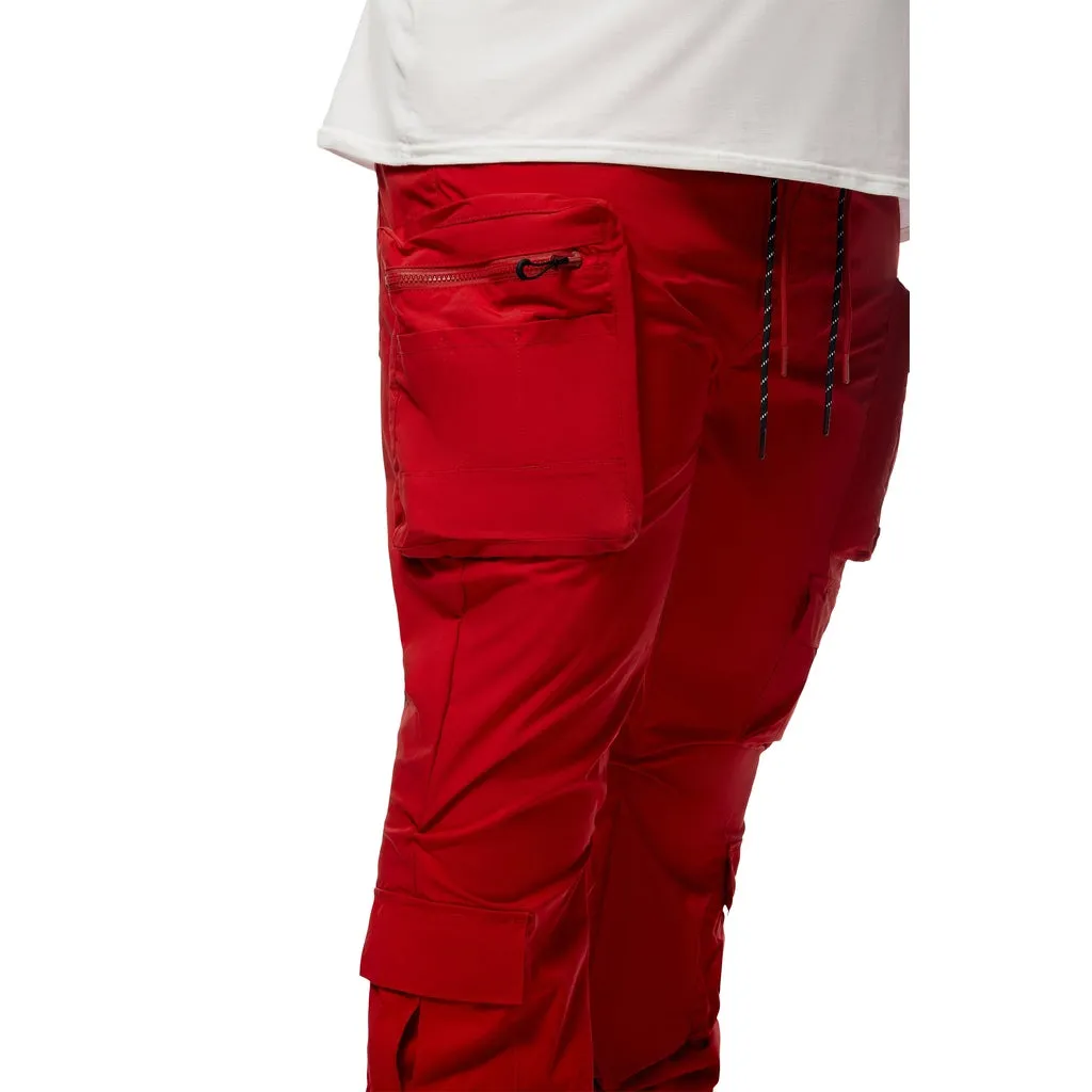 Big And Tall Stacked Windbreaker Utility Pants - Red