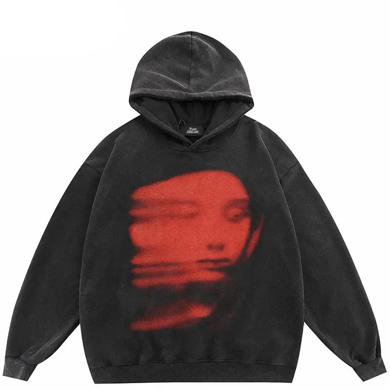 Black Blurry Face Ghost Shadow Hoodie