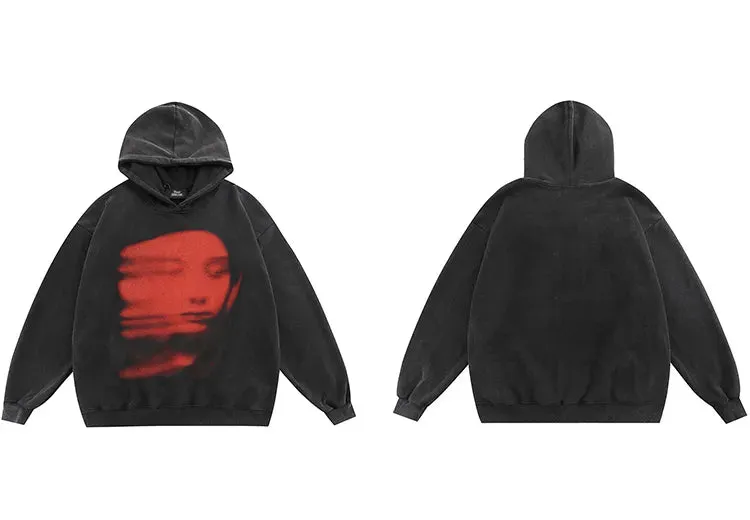 Black Blurry Face Ghost Shadow Hoodie