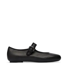 Black nappa leather ballerinas