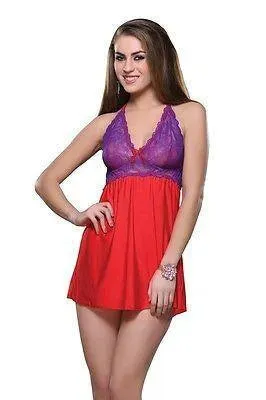 Bold Desire Babydoll Set Red-Purple #514