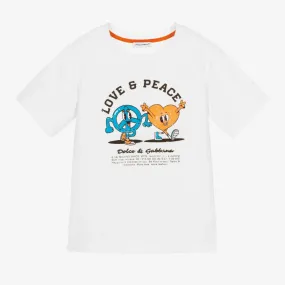 Boys White Graphic T-Shirt