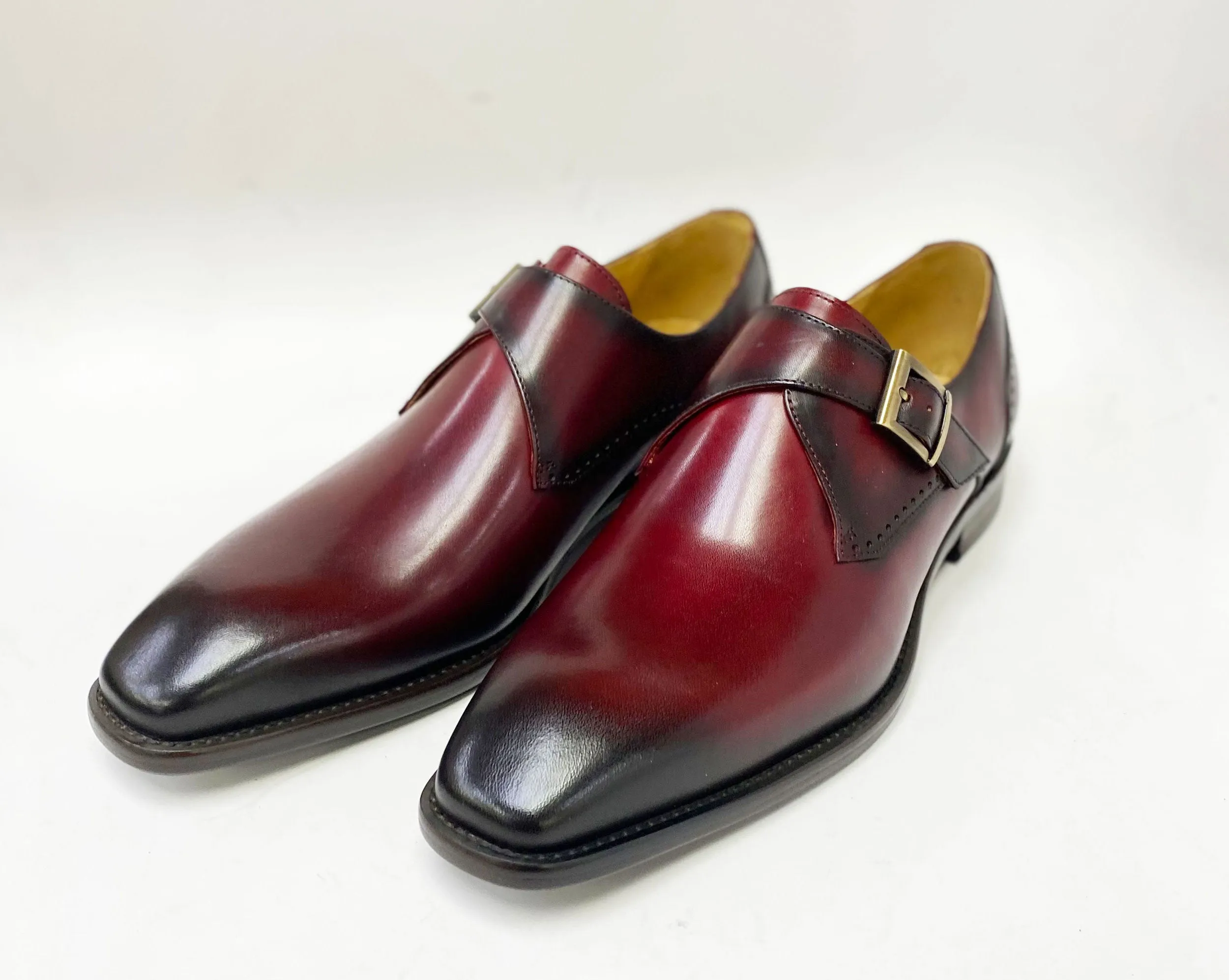 Burnished Leather Monkstrap Burgundy