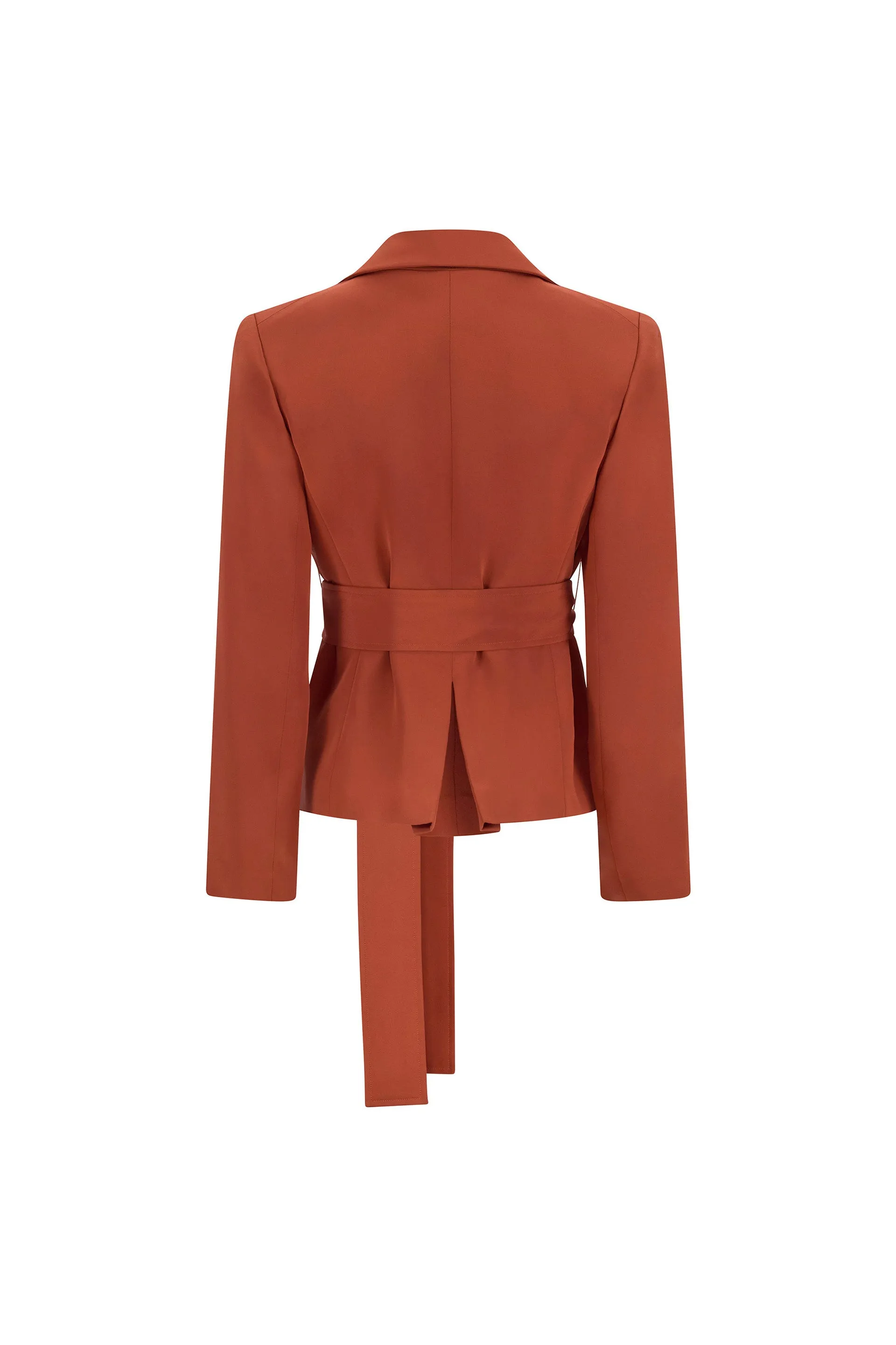 'BURNT ORANGE' BELTED L/S SHORT JACKET